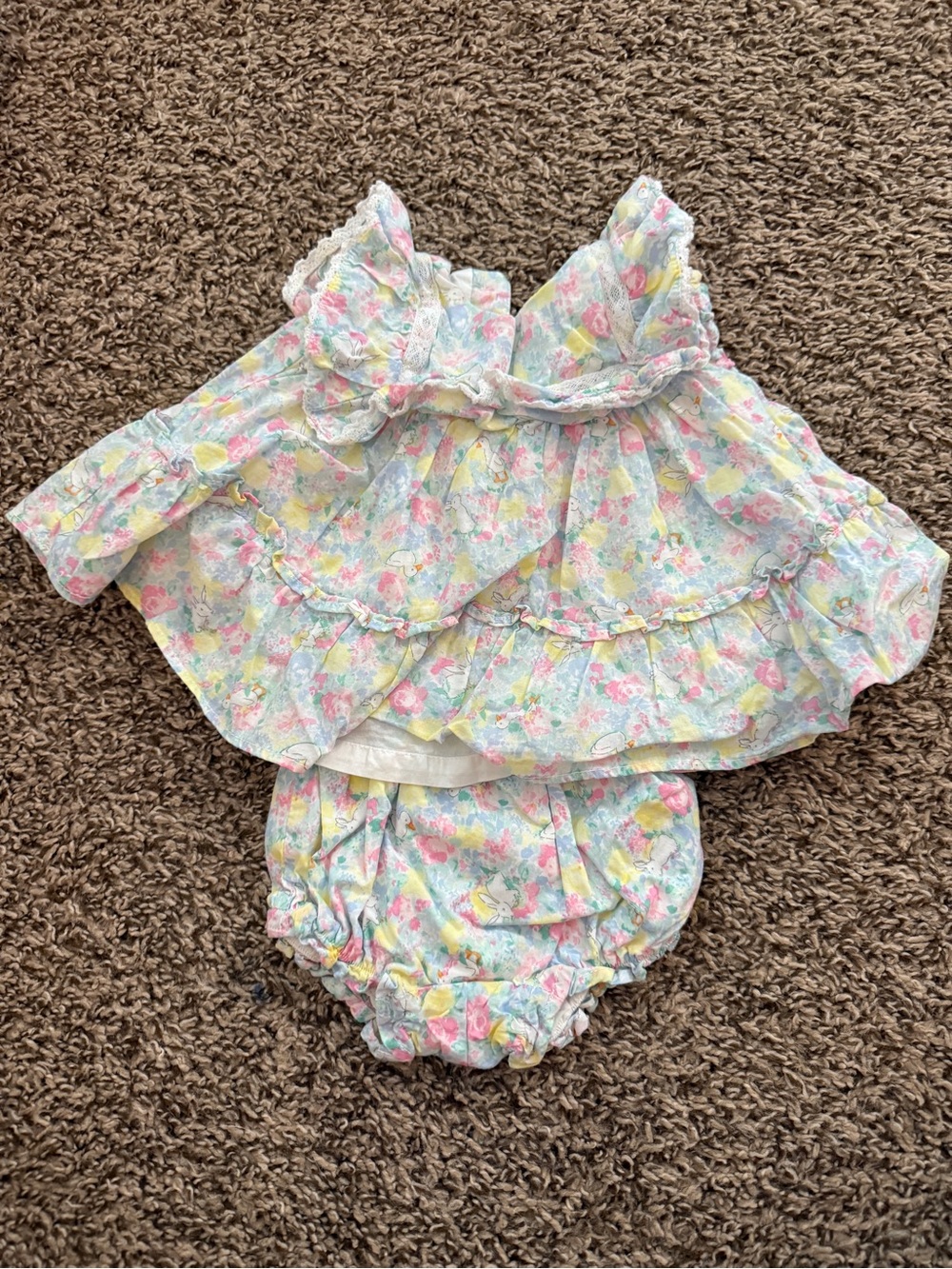 Baby Girls Pastel Floral Ruffle Two-Piece set